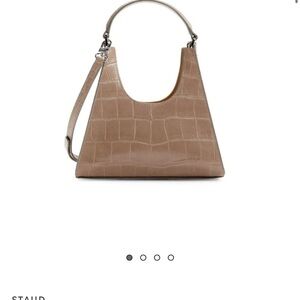Staud Mini Croc Embossed Leather Hobo Bag